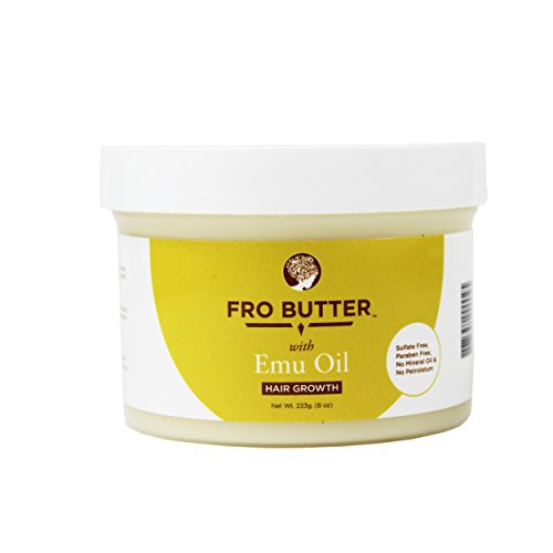 Fro Butter Emu Oil Hair Growth Treatment | Shea Butter, Virgin Coconut & Lavender Oil, Pumpkin Seeds & Nourishing Extracts | For Fast Hair Restoration, Split Ends, Damaged & Brittle Hair, Men & Women - Duafe Beauty Collective