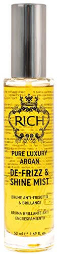 RICH Pure Luxury Argan Defrizz & Shine Mist with Sweet Almond & Argan Oil for All Hair Types - Adds Moisture & Shine, Heat & UV Protective, Anti-frizz, 1.69 FL OZ