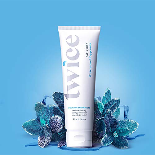 Twice Toothpaste - Clean Oral Care - Sensitive Teeth Whitening Toothpaste - SLS Free Toothpaste with Fluoride and Cavity Protection - (Wintergreen and Peppermint Toothpaste) (1-Pack)