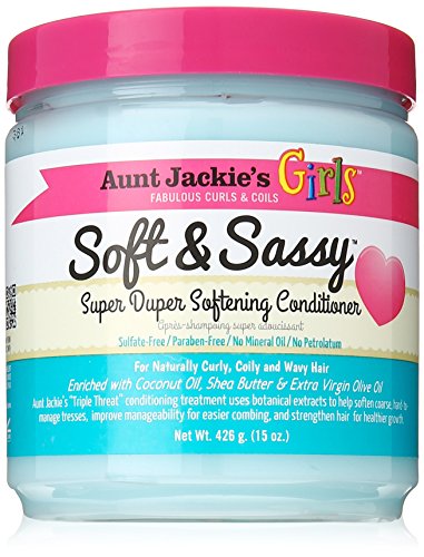 Aunt Jackie's Girls Soft and Sassy Softening Conditioner, Enriched with Coconut Oil, Shea Butter and Extra Virgin Olive Oil, Softens Coarse Hair, 15 Ounce Jar - Duafe Beauty Collective