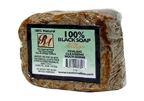 RA Cosmetics 100% Natural African Black Soap, Mango Scent, 5 oz, 141g - Duafe Beauty Collective