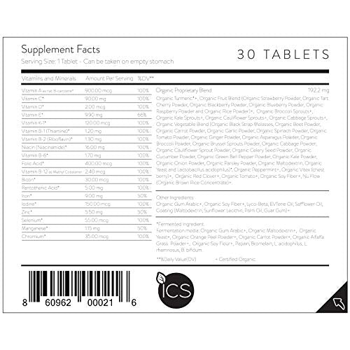 Movita Women's Daily Multivitamin - Whole Foods, Vitamins, and Minerals - Organic, Gluten-Free, & Non-GMO - Monthly Supply (Glass)