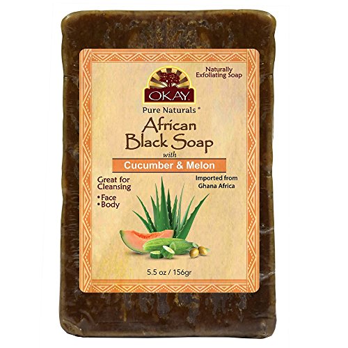 OKAY African Black Soap Cucumber & Melon, Cucumber & Melon, 5.5 Ounce - Duafe Beauty Collective