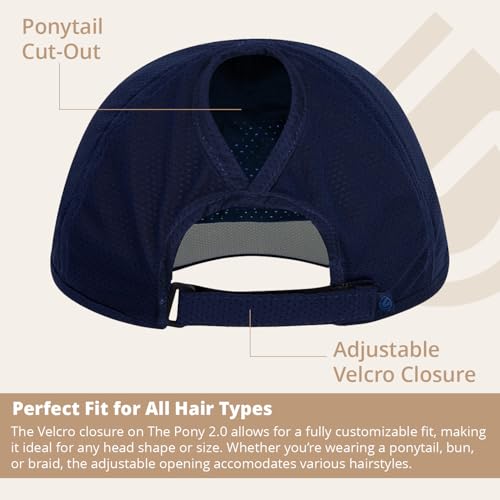 Gymwrap Pony 2.0 Sweat-Wicking Ponytail Hat for Women - Adjustable Baseball Cap for Running, Workouts, Tennis & Outdoors Denim