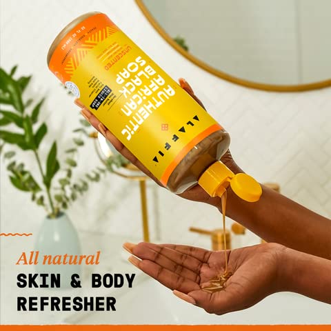Alaffia Skin Care, Authentic African Black Soap, All in One Liquid Soap, Acne Face Wash, Moisturizing Body Wash, Shampoo, Shaving Soap, Shea Butter, Unscented (2 Pack - 32 Fl Oz Ea)
