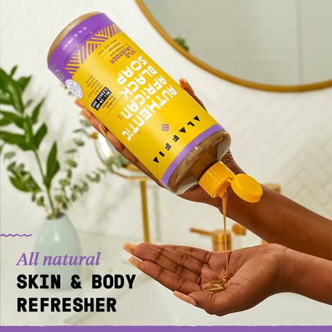 Alaffia Authentic African Black Soap Variety 2-Pack – All-In-One Liquid Soap, Travel-Size Eucalyptus Tea Tree + Full-Size Wild Lavender Body Wash, Face Wash, Shampoo, Shaving Soap