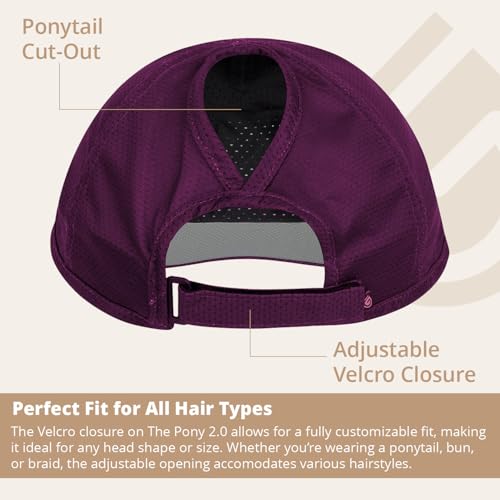 Gymwrap Pony 2.0 Sweat-Wicking Ponytail Hat for Women - Adjustable Baseball Cap for Running, Workouts, Tennis & Outdoors