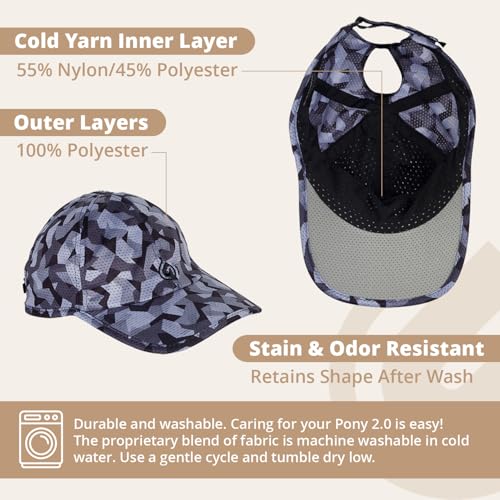 Gymwrap Pony 2.0 Sweat-Wicking Ponytail Hat for Women - Adjustable Baseball Cap for Running, Workouts, Tennis & Outdoors