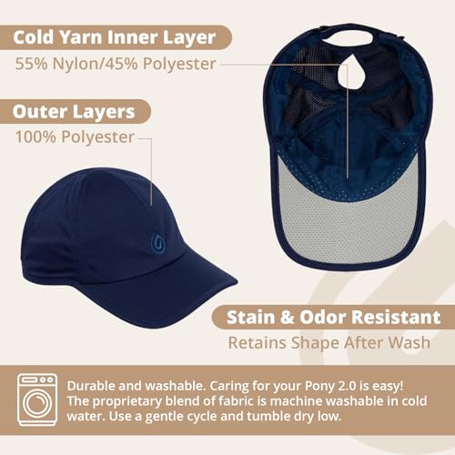 Gymwrap Pony 2.0 Sweat-Wicking Ponytail Hat for Women - Adjustable Baseball Cap for Running, Workouts, Tennis & Outdoors Denim
