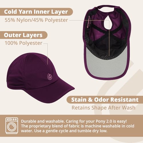 Gymwrap Pony 2.0 Sweat-Wicking Ponytail Hat for Women - Adjustable Baseball Cap for Running, Workouts, Tennis & Outdoors