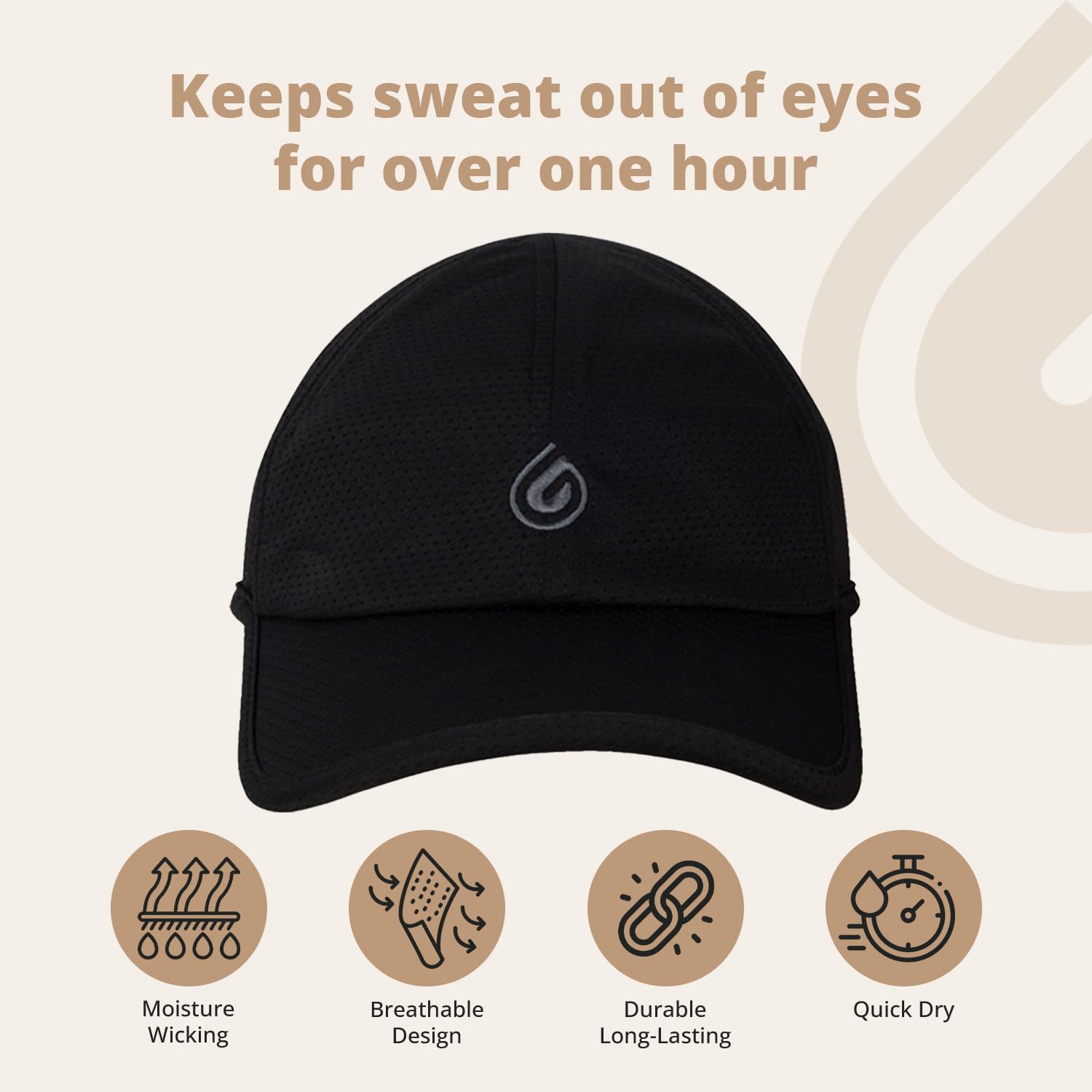 The Hat 2.0, Tri-Layer EvapoCOOL Design, Cooling, Moisture-Wicking, Non-Glare Under Visor, Adjustable Cap for All Head Shapes Black