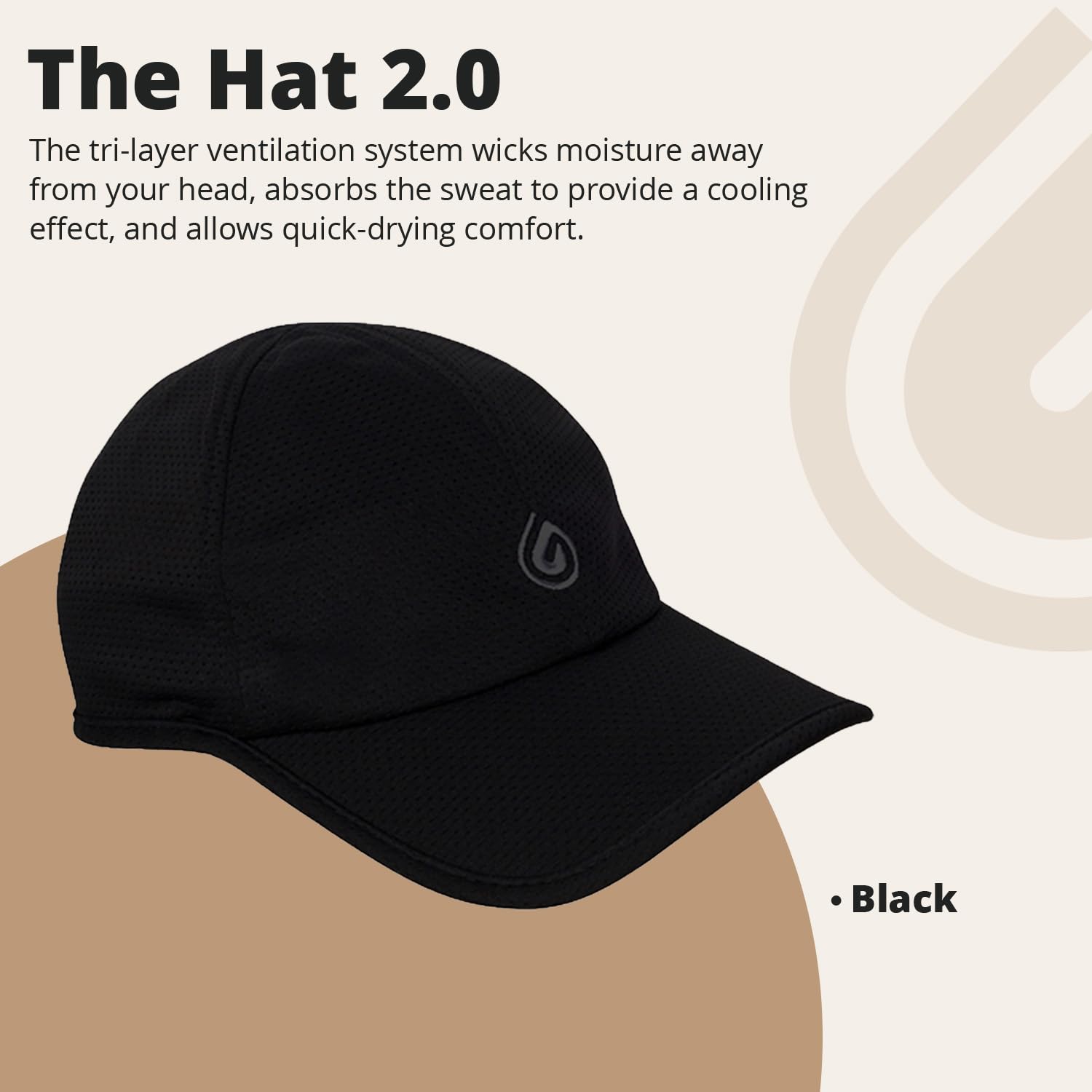 The Hat 2.0, Tri-Layer EvapoCOOL Design, Cooling, Moisture-Wicking, Non-Glare Under Visor, Adjustable Cap for All Head Shapes Black