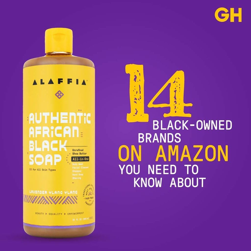 Alaffia Authentic African Black Soap Variety 2-Pack – All-In-One Liquid Soap, Travel-Size Eucalyptus Tea Tree + Full-Size Hemp Olive Leaf Body Wash, Face Wash, Shampoo, Shaving Soap