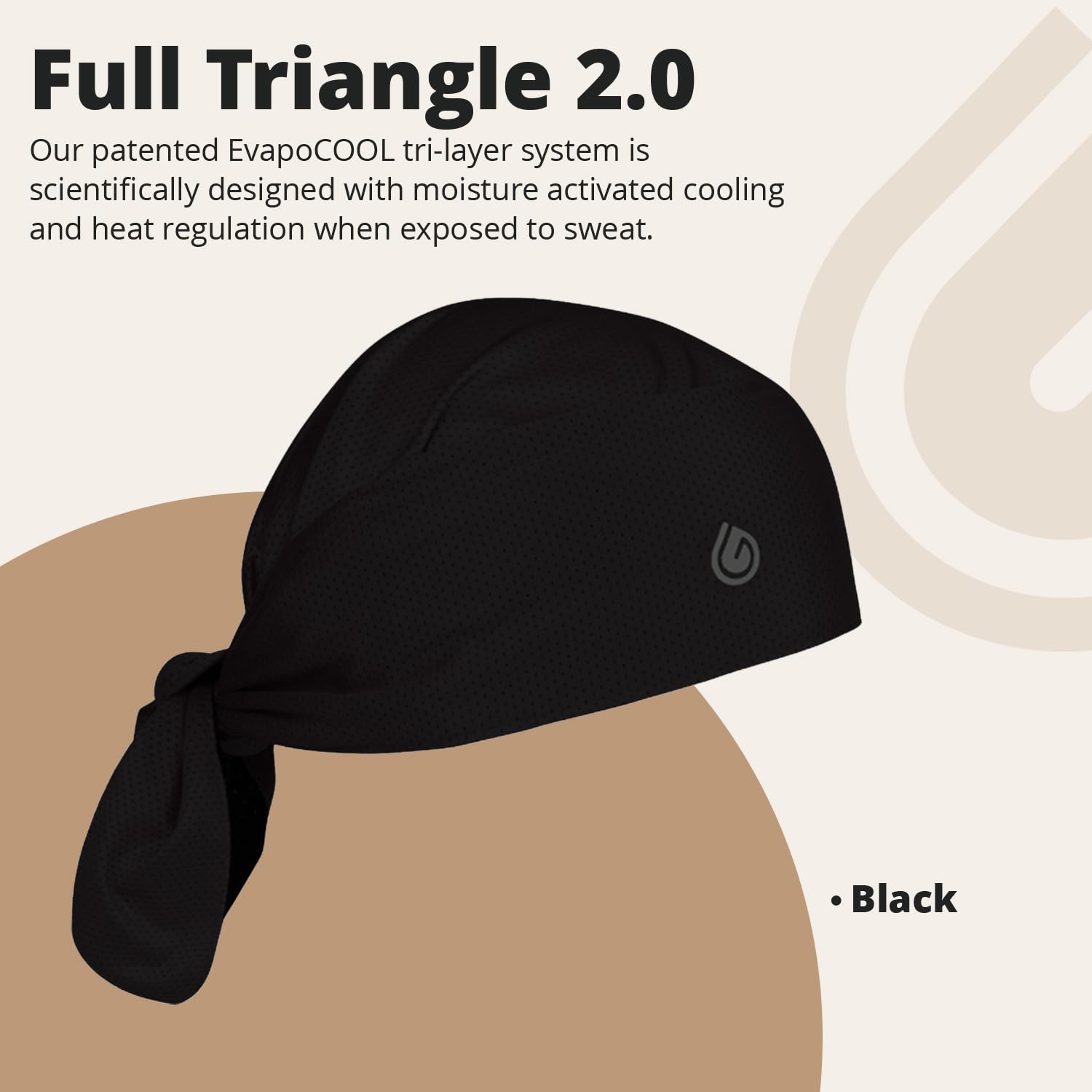Full Triangle 2.0, Tri-Layer EvapoCOOL Ventilation Technology, Adjustable Tie Full Coverage Bandana, Moisture-Wicking, Cooling Headwrap