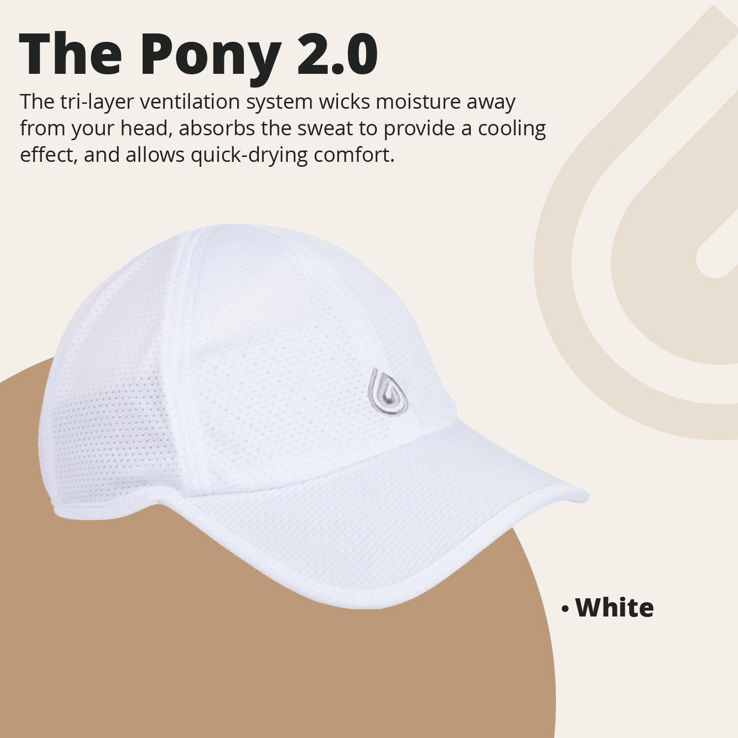 Gymwrap Pony 2.0 Sweat-Wicking Ponytail Hat for Women - Adjustable Baseball Cap for Running, Workouts, Tennis & Outdoors White
