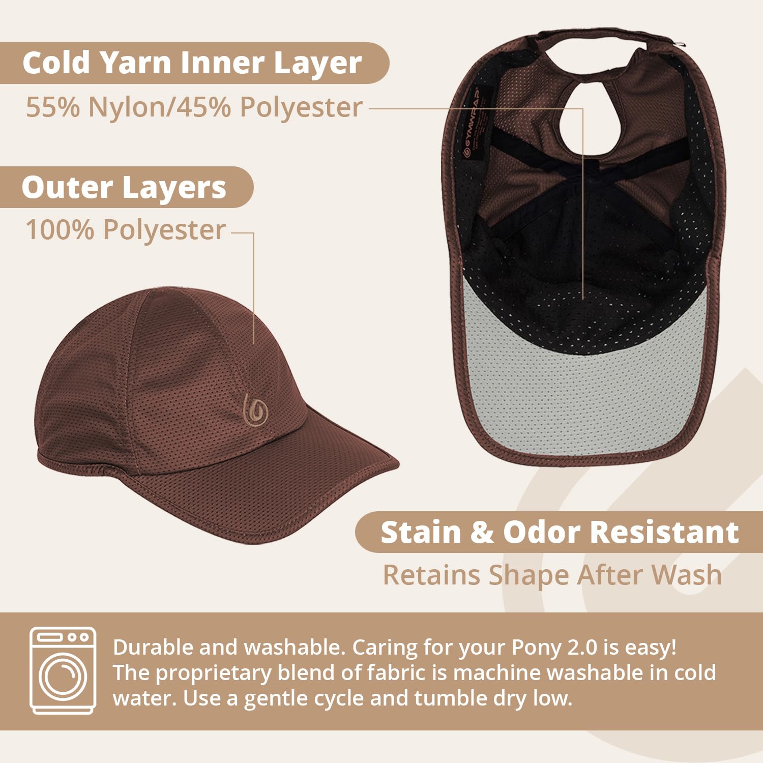 Gymwrap Pony 2.0 Sweat-Wicking Ponytail Hat for Women - Adjustable Baseball Cap for Running, Workouts, Tennis & Outdoors