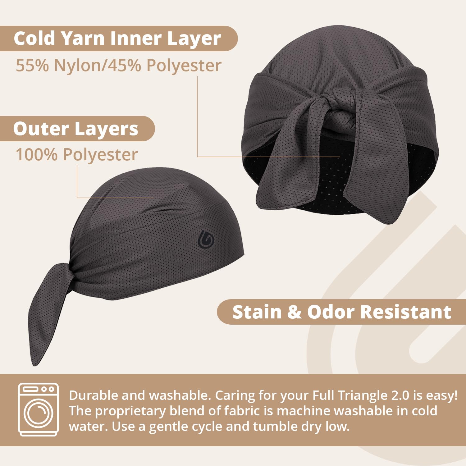 Full Triangle 2.0, Tri-Layer EvapoCOOL Ventilation Technology, Adjustable Tie Full Coverage Bandana, Moisture-Wicking, Cooling Headwrap