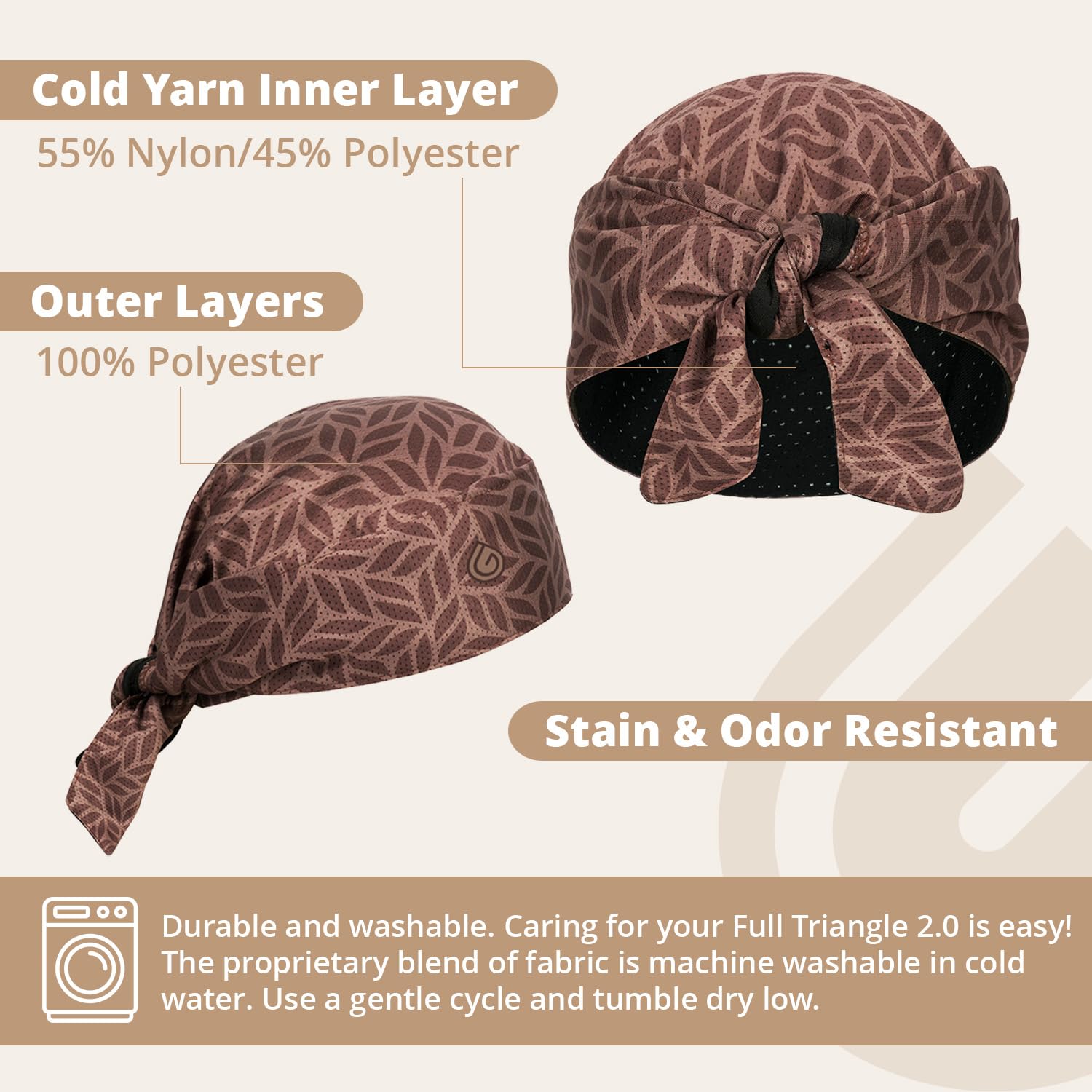 Full Triangle 2.0, Tri-Layer EvapoCOOL Ventilation Technology, Adjustable Tie Full Coverage Bandana, Moisture-Wicking, Cooling Headwrap