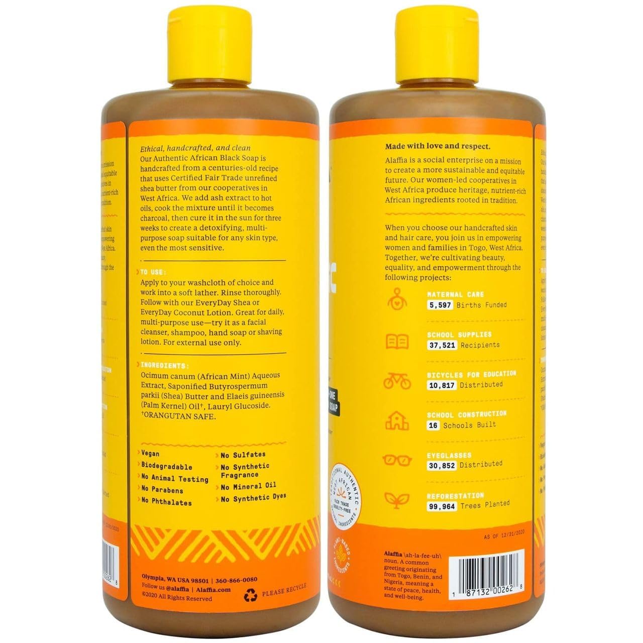 Alaffia, All In One Unscented African Black Soap, 32 Fl Oz