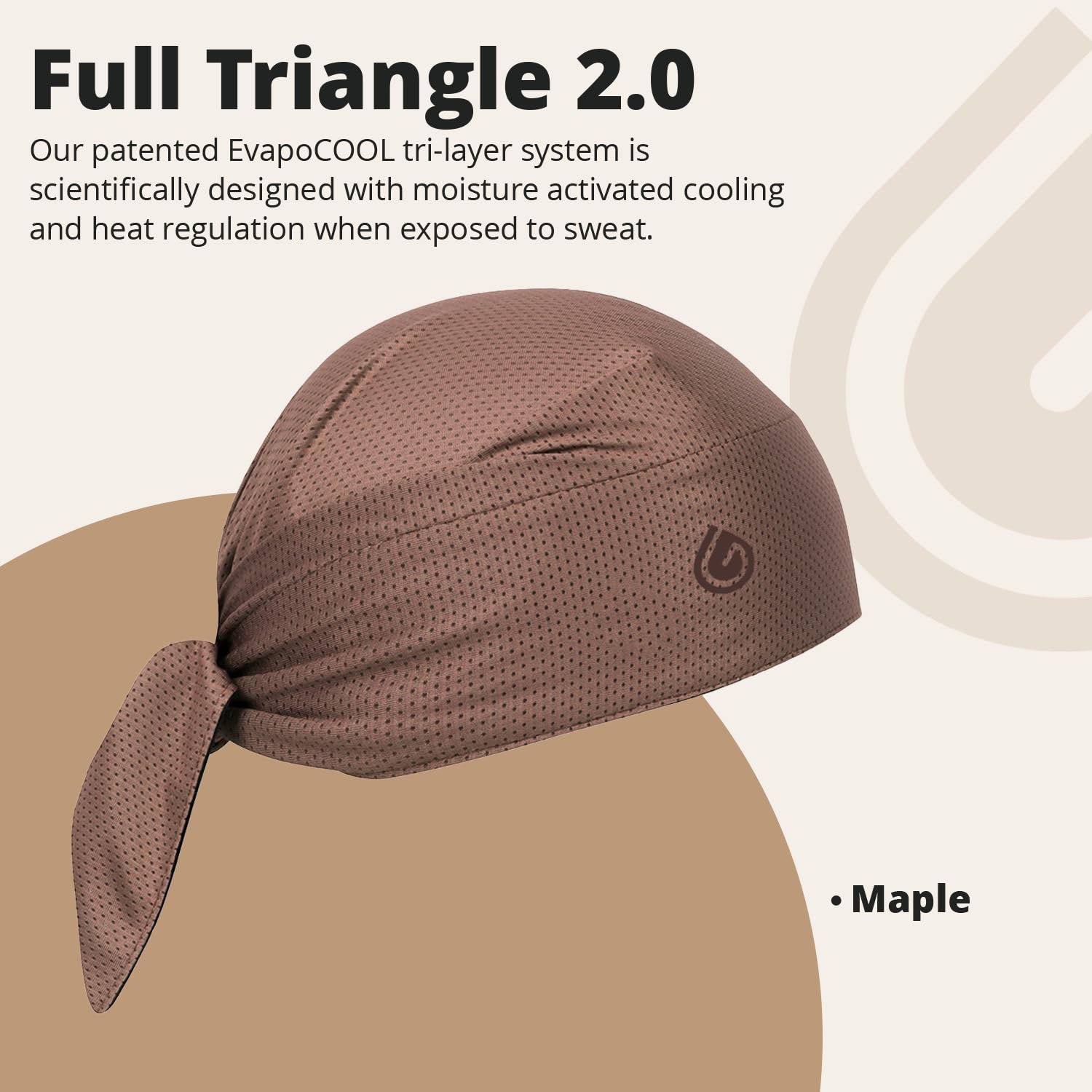 Full Triangle 2.0, Tri-Layer EvapoCOOL Ventilation Technology, Adjustable Tie Full Coverage Bandana, Moisture-Wicking, Cooling Headwrap