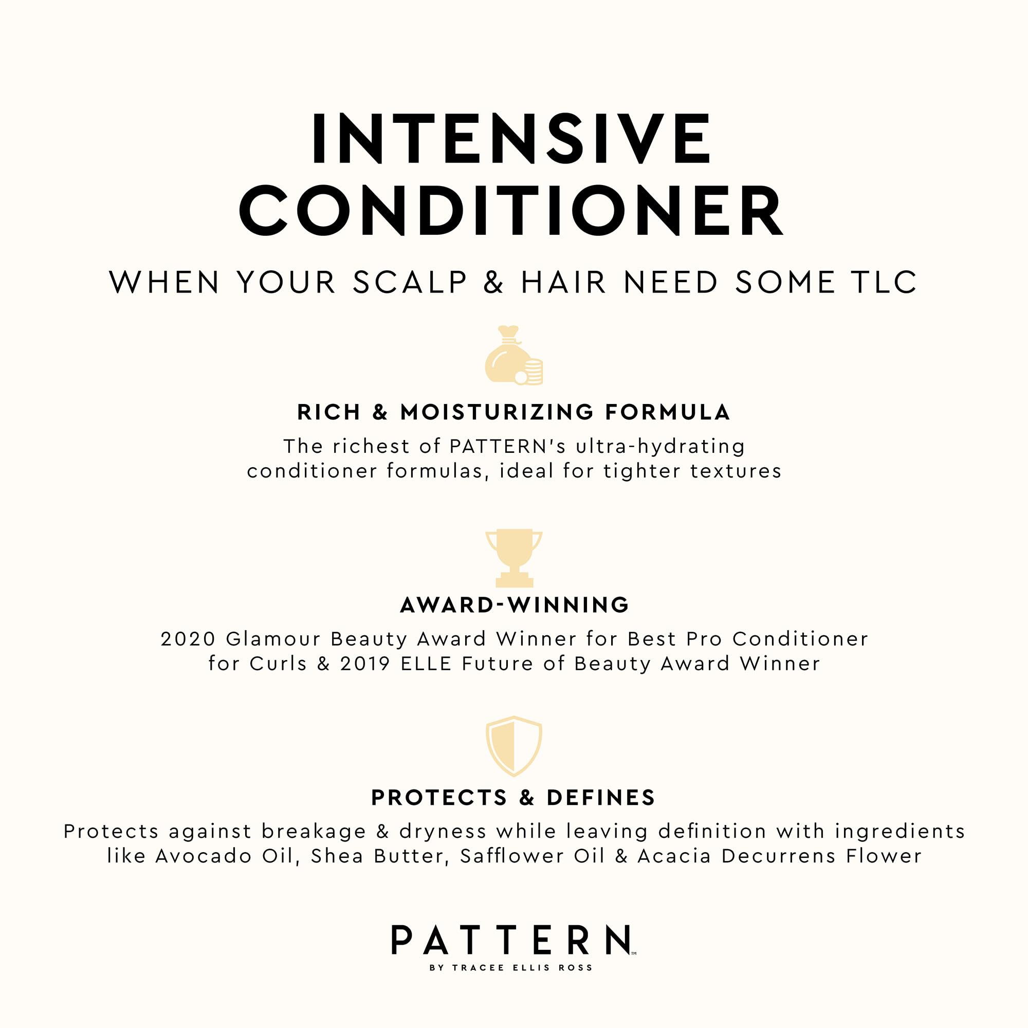 PATTERN Beauty by Tracee Ellis Ross Intensive Conditioner, 3 Fl Oz, Shea Butter, Avocado Oil & Vitamin E, Extreme Moisture for Curly Hair, Curl Restoration and Tight-Textures, 3a-4c
