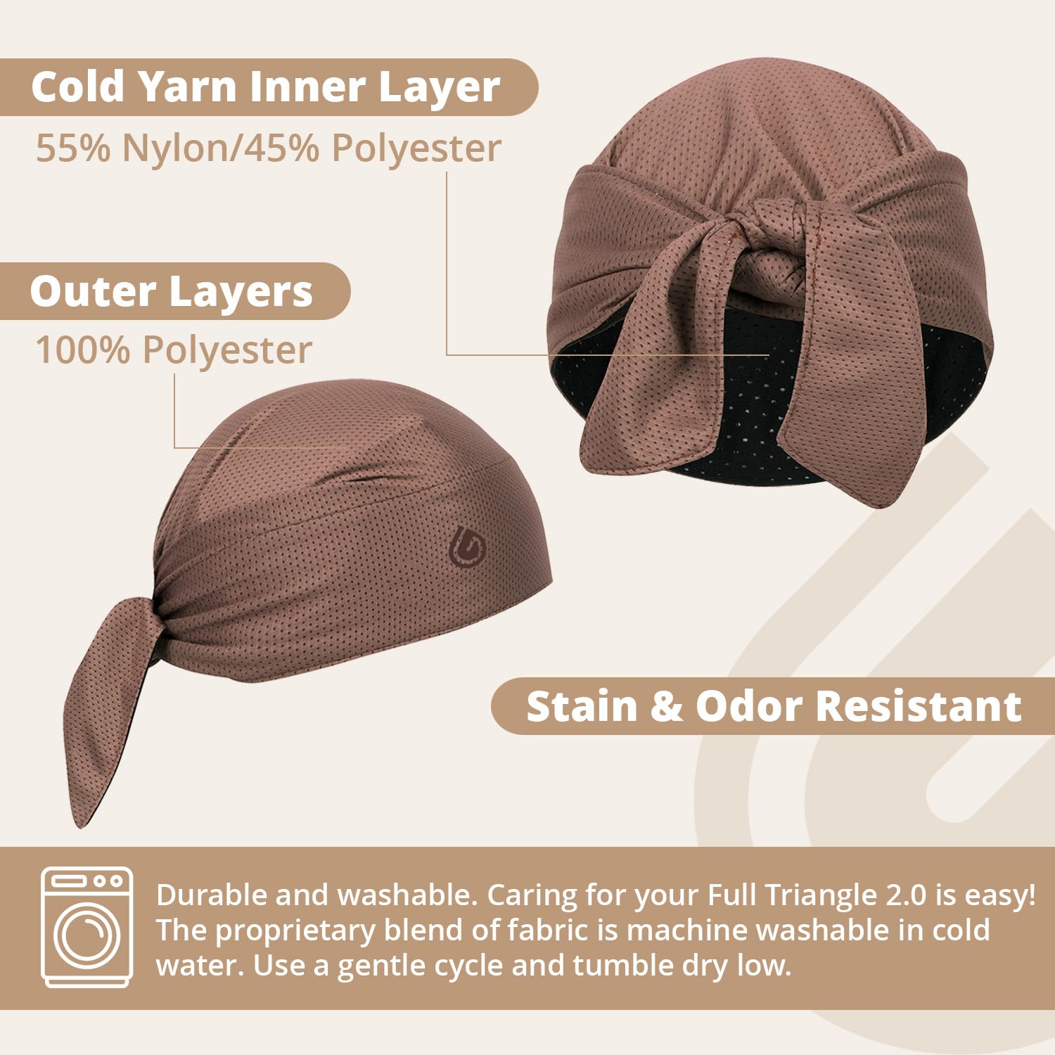 Full Triangle 2.0, Tri-Layer EvapoCOOL Ventilation Technology, Adjustable Tie Full Coverage Bandana, Moisture-Wicking, Cooling Headwrap