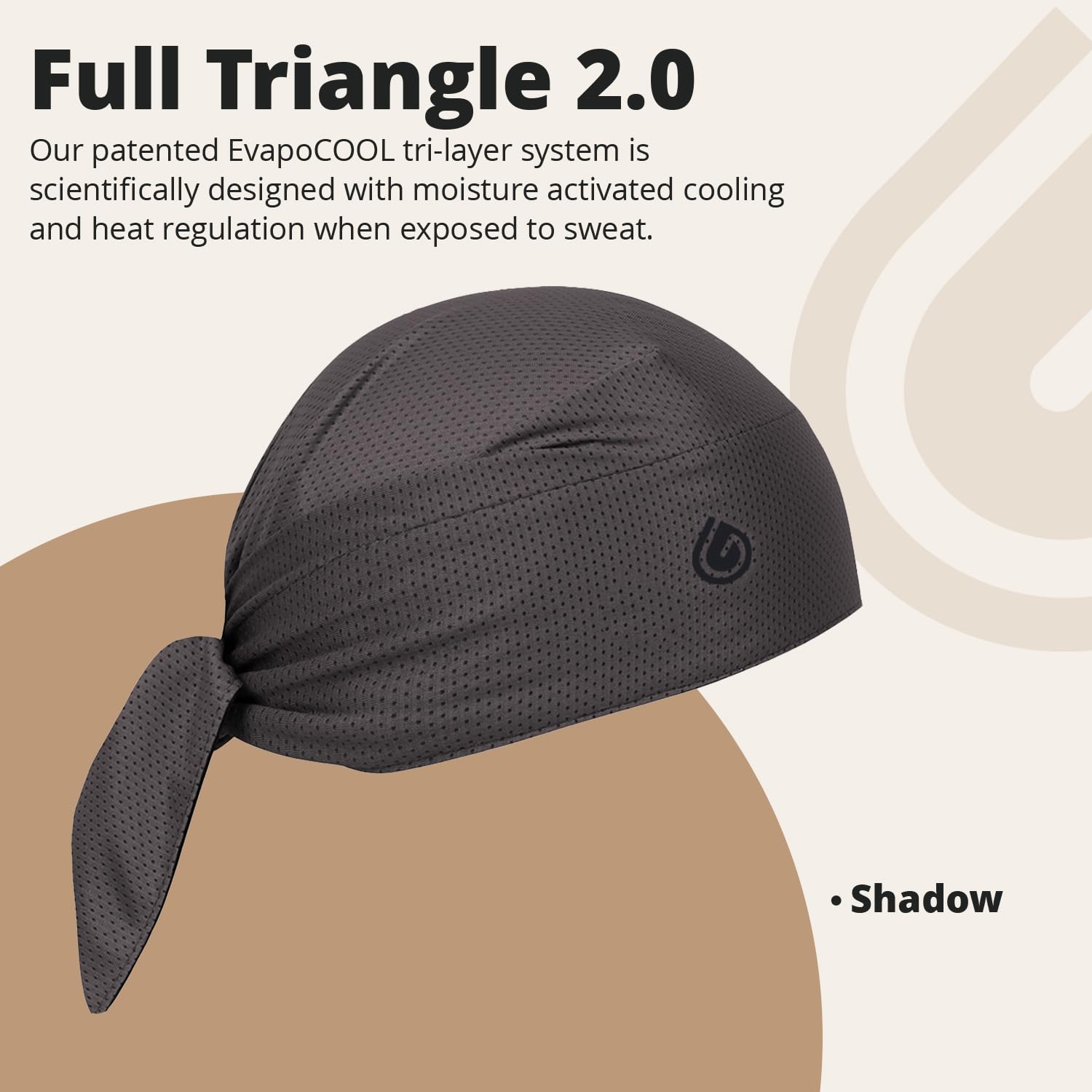 Full Triangle 2.0, Tri-Layer EvapoCOOL Ventilation Technology, Adjustable Tie Full Coverage Bandana, Moisture-Wicking, Cooling Headwrap