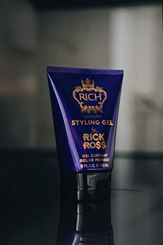 RICH by Rick Ross Luxury Styling Gel for Men with All Hair Types - Rejuvenating & Smoothing - Tames Frizz & Adds Shine - Medium hold, Glossy Finish, 5 Fl oz