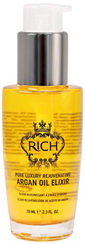 RICH Pure Luxury Rejuvenating Argan Oil Elixir for All Hair Types - Moisturizing & Smoothing - Protects Hair From Styling & Coloring Damages, 2.3 FL OZ