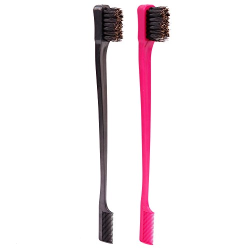 Gentle Edges Brush, Double-Sided Edge Bristles & Comb 2-in-1,(Colors may vary, One Brush) Same as Camryn's BFF - Duafe Beauty Collective