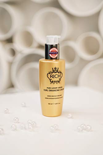 RICH Pure Luxury Curl Enhancing Cream with Argan Oil, Coconut Oil & Hydrolyzed Wheat Protein - Preventing Breakage - Adding Volume & Shine, 4.05 Fluid Ounces
