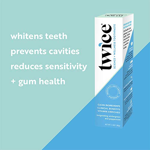 Twice Toothpaste - Clean Oral Care - Sensitive Teeth Whitening Toothpaste - SLS Free Toothpaste with Fluoride and Cavity Protection - (Wintergreen and Peppermint Toothpaste) (1-Pack)