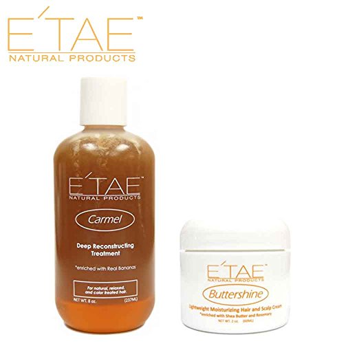 E'TAE Natural Products Carmel Deep Reconstructing Treatment 8oz, Buttershine Moisturizing Hair and Scalp Cream 2oz (2 items) - Duafe Beauty Collective