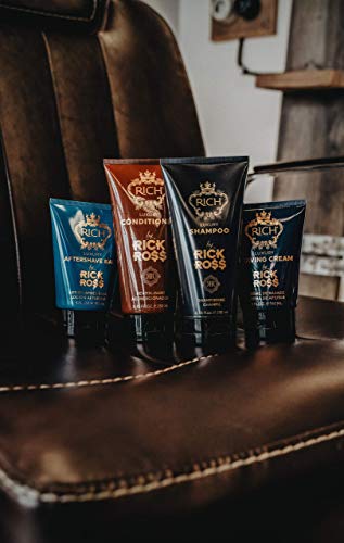 RICH by Rick Ross Luxury 4-piece Hair Care & Shaving Set for Men – Shampoo, Conditioner, Shaving Cream & Aftershave Balm