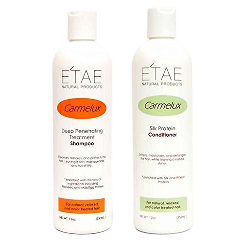 Etae Natural Products Carmelux Shampoo Conditioner Protein Treatment for Relaxed and Color Treated Hair Combo Kit Bundle (1 Shampoo 1 Conditioner) - Duafe Beauty Collective