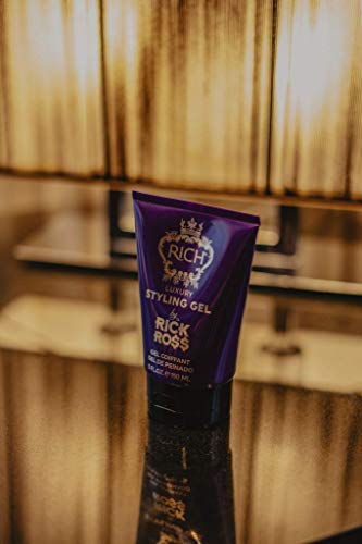 RICH by Rick Ross Luxury Styling Gel for Men with All Hair Types - Rejuvenating & Smoothing - Tames Frizz & Adds Shine - Medium hold, Glossy Finish, 5 Fl oz