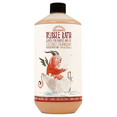 Alaffia - Everyday Coconut - Moisturizing Bubble Bath for Babies and Up, Coconut Strawberry, 32 ounces - Duafe Beauty Collective