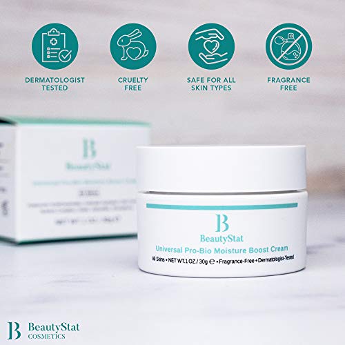 BeautyStat Universal Pro-Bio Moisture Boost Cream for Face - Moisturizer with Anti Aging & Wrinkle Ingredients for Day & Night: Hyaluronic Acid & Pomegranate Sterols - Dermatologist Tested - Created by a 20+ Year Skincare Veteran Cosmetic Chemist