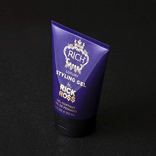RICH by Rick Ross Luxury Styling Gel for Men with All Hair Types - Rejuvenating & Smoothing - Tames Frizz & Adds Shine - Medium hold, Glossy Finish, 5 Fl oz