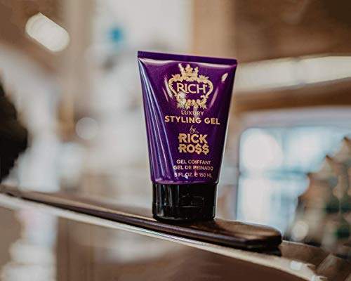 RICH by Rick Ross Luxury Styling Gel for Men with All Hair Types - Rejuvenating & Smoothing - Tames Frizz & Adds Shine - Medium hold, Glossy Finish, 5 Fl oz