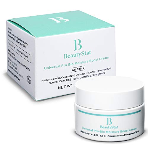 BeautyStat Universal Pro-Bio Moisture Boost Cream for Face - Moisturizer with Anti Aging & Wrinkle Ingredients for Day & Night: Hyaluronic Acid & Pomegranate Sterols - Dermatologist Tested - Created by a 20+ Year Skincare Veteran Cosmetic Chemist