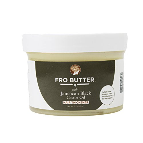 Fro Butter Jamaican Black Castor Oil Hair Thickener Treatment | All-Natural, Organic & Vegan Friendly | Nourishing Extracts | For Fast Hair Restoration, Shedding & Thinning Hair, Men & Women - Duafe Beauty Collective