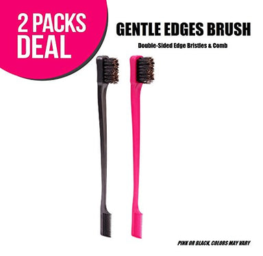 (2-PACKS) Gentle Edges Brush, Double-Sided Edge Bristles & Comb 2-in-1, Same as Camryn's BFF - Duafe Beauty Collective