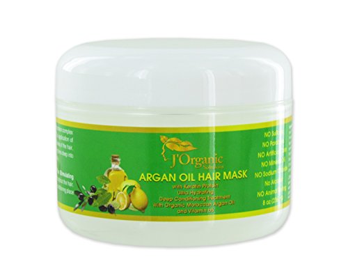J’Organic Solutions Argan Oil Deep Conditioning Mask (for all hair type) with Keratin Protein and Vitamin b5 & more - Duafe Beauty Collective