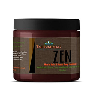 Tree Naturals ZEN Men's Hair & Beard Deep Conditioner - Paraben Free - Soothing Formula Restores - No More Itchy Face- Great for Bald Heads - Protects Skin - Cruelty Free - Made in USA - 8oz - Duafe Beauty Collective