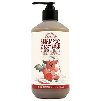 Alaffia - Everyday Coconut - Moisturizing Shampoo & Body Wash, Gentle for Babies & Up, Coconut Strawberry, 16 Ounces - Duafe Beauty Collective