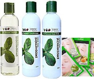 Eden BodyWorks Peppermint Tea Tree Set Shampoo 8oz, Conditioner 8oz, Hair Milk 8oz With Nicka K Facial mask - Duafe Beauty Collective