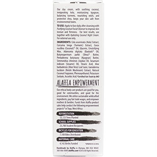 Alaffia - Coconut Reishi - Nourishing Coconut Day Cream, 3 Ounces - Duafe Beauty Collective