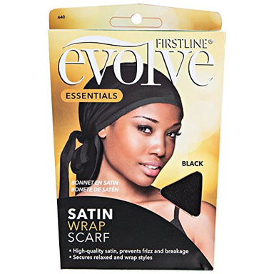 Evolve Satin Wrap Scarf, Black - Duafe Beauty Collective