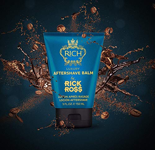 RICH by Rick Ross Luxury Aftershave Balm for Men with All Skin Types - Premium Aftershave Lotion - Soothes, Moisturizes & Calms Face to Prevent Razor Burns, 5 Fluid Ounces